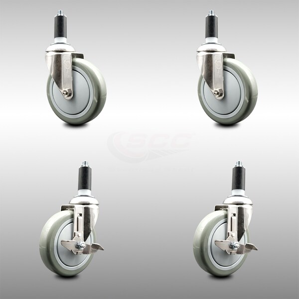 Service Caster 5 Inch 316SS Gray Poly Swivel 1-1/4 Inch Expanding Stem Caster Brake SCC, 2PK SCC-SS316EX20S514-PPUB-2-TLB-2-114 - main